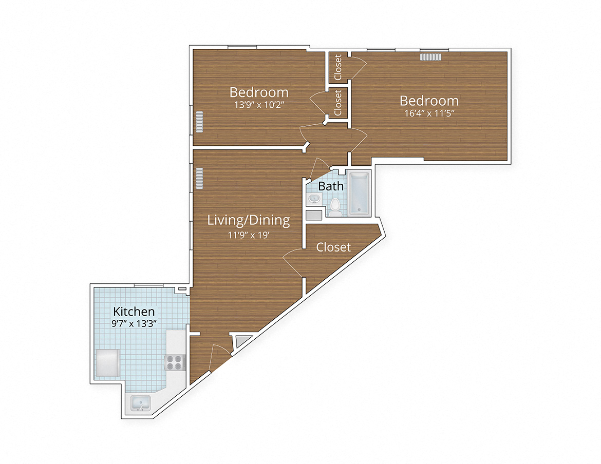 Chalfonte apartments two bedroom floor plan Adams Morgan Columbia Heights Washington DC